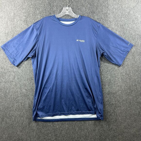 Columbia PFG Shirt Men's Large Navy Blue Graphic Omni-Shade Fishing Outdoor - Picture 1 of 10